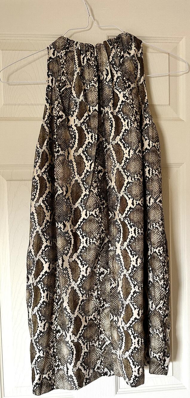 NWT H&M Snakeprint Dress, XS, Brown and Cream, purchased in Amsterdam